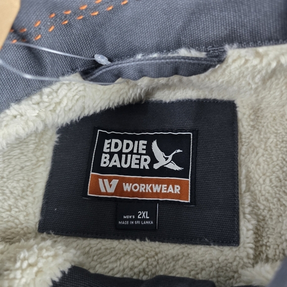 Eddie Bauer Workwear Sherpa Canvas Contractor Coat Work Jacket Gray Sz 2XL - Picture 5 of 7